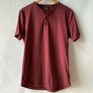 CUTS Clothing Red Short Sleeve Henley Curve-Hem Tee Men’s Medium